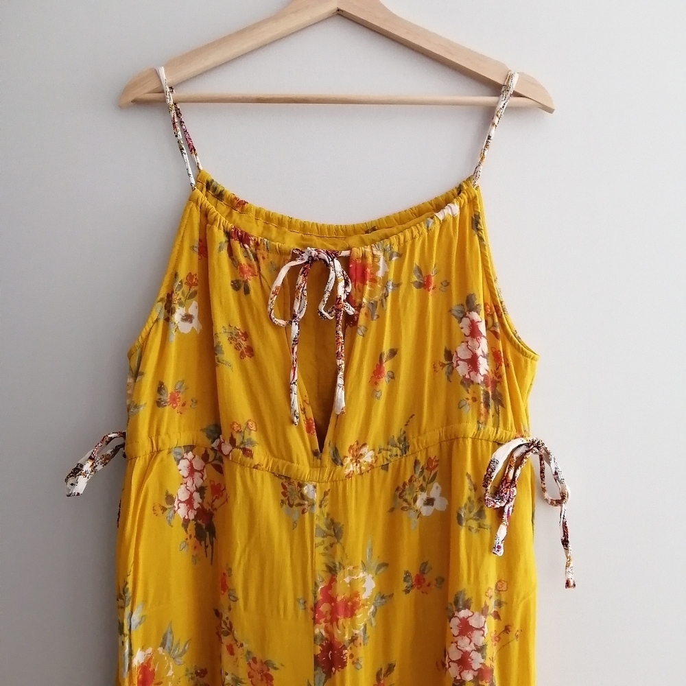 Free People Georgia Floral Wide Leg Yellow Floral Jumpsuit Small - Picture 8 of 17